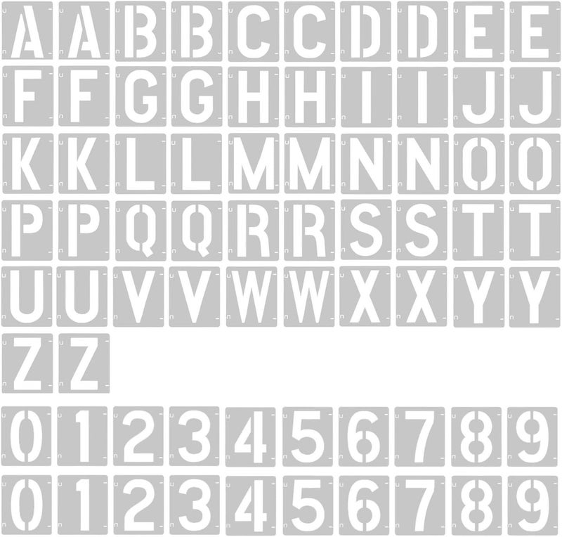 Vomulato 2 Pack - 4 Inch Letter Stencils Set, 72 Reusable Stencils for Painting On Wood, Metal, Walls, Fabric, Rocks with Interlocking, Perfect for Banners, Sign Making & DIY Art (4 inch) - Image 1